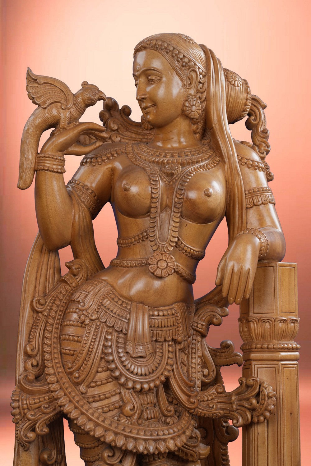 Image of Wooden Apsara Sculpture